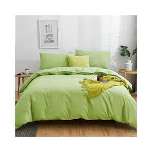 Avocado Green Plain Dyed Duvet Cover Set 100% Cotton Satin 3 Pieces Bed Linen High Quality Bed Sheet Set Pillowcase
