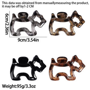 Pinza para el pelo con estampado de leopardo, diseño de garra de perro, hueca, de plástico brillante, accesorio de moda para el cabello - Product Image 3