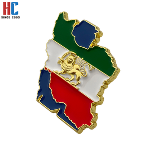 Spilla/Broccia in smalto placcata oro con bandiera e mappa dell'Iran, con leoni e <span class=keywords><strong>sole</strong></span>, personalizzata, da fabbrica con 20 anni di esperienza, ispirata a Persia Shir O Khorshid - Product Image 3
