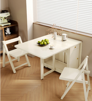 Table à manger pliante pour la maison, petite table télescopique rectangulaire avec armoire latérale et chaises
