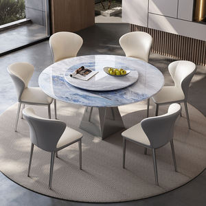 Ensemble <span class=keywords><strong>de</strong></span> <span class=keywords><strong>table</strong></span> à manger extensible ronde avec 4 chaises, <span class=keywords><strong>table</strong></span> à manger rotative <span class=keywords><strong>en</strong></span> marbre, <span class=keywords><strong>6</strong></span> pièces, <span class=keywords><strong>table</strong></span> à manger <span class=keywords><strong>en</strong></span> pierre frittée chinoise, plateau tournant - Product Image 3