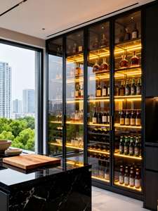 خزانة نبيذ فاخرة وعصرية للبار، خزانة تخزين زجاجية للنبيذ، أثاث للبار المنزلي وقبو النبيذ وغرفة الطعام - Product Image 1