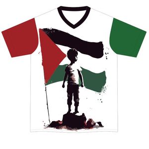Camiseta de Fútbol de Palestina con Diseño Personalizado, 100% Poliéster, Cuello en V, Unisex para Adultos, JISTAR OEM y ODM, Impresión Digital - Product Image 4
