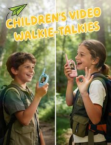 Walkie Talkie Portatili per Bambini, Confezione da 2, Ricaricabili 650mAh, Impermeabili in Plastica, Interfono Video, Portata <1.5km, Giocattolo per Interni/Esterni, per Famiglia - Product Image 3