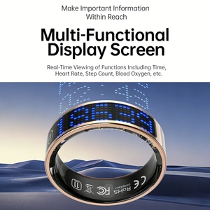 Новое умное кольцо с сенсорным экраном и цифровым дисплеем, водонепроницаемое (5 АТМ), управление через приложение, напоминание о звонках, фото, измерение пульса и уровня кислорода в крови. - Product Image 2