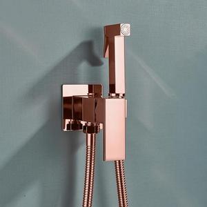 Modern Square Shower Sprayer Head for Toilet Black <strong>Brass</strong> Bidet Hand Sprayer with Ceramic Valve <strong>Core</strong> 2-Hole Mount <strong>Shattaf</strong> Set - Product Image 3