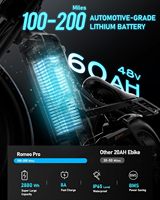 Vélo de montagne électrique Eahora Romeo Pro pour adultes, pneus larges 26*4, moteur double 250W, batterie amovible 48V*60Ah, vitesse électronique
