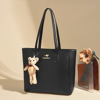 Sacs fourre-tout personnalisés en cuir PU pour femmes, sacs à main d'affaires pour femmes, sac à main mignon avec pendentif petit ours