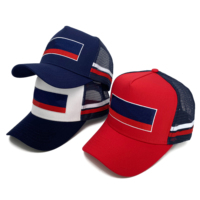 Vente en gros de chapeau de camionneur en maille personnalisé Votre conception Australie Casquettes de sport à rayures latérales et à profil haut Casquette en maille de baseball avec logo brodé