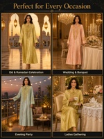 Robes de soirée musulmanes à manches longues, broderies à la main, perles de cristal, coupe ample, col à nouer, robe de banquet pour femmes pour la fête de l'Aïd
