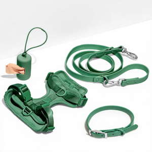 Ensemble collier, laisse et harnais pour chat et chien en PVC, anti-traction, écologique, personnalisé, de luxe, sur mesure, nouveau design, vente en gros, avec porte-sac à déjections - Product Image 2