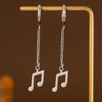 Boucles d'oreilles pendantes en acier inoxydable pour femmes, motif symbole musical, pendentif note de musique, boucles d'oreilles créoles