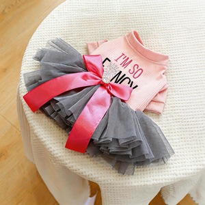 Pet Tulle Skirt For Dogs <b>Cats</b> Small Puppies Pink Gray Layered Dress With Bow Four Seasons Polyester <b>Clothes</b> - Product Image 4