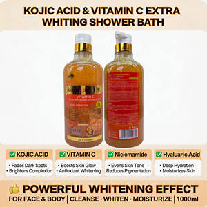 Nouveau Gel <span class=keywords><strong>Douche</strong></span> Corps Éclaircissant et Apaisant à l'Acide Kojique et Vitamine C - Nettoyant Hydratant à la Kératine pour Tous Types de Peau - Product Image 6