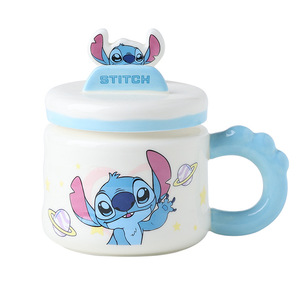 แก้วเซรามิค Stitch Angel รุ่นใหม่ พร้อมฝาปิดและที่วางโทรศัพท์ แก้วคู่การ์ตูนน่ารัก เหมาะสำหรับเป็นของขวัญวันเกิด - Product Image 4