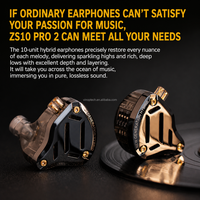 Nouveauté 2026 KZ ZS10 Pro 2 Écouteurs filaires métalliques HIFI intra-auriculaires avec basses profondes et commutateur de réglage à 4 niveaux pour le sport