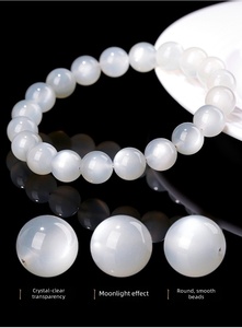 Bracelet en pierre de lune blanche naturelle, perles rondes modernes et durables pour femmes, méditation spirituelle, énergie apaisante, bijoux en cristal, cadeau - Product Image 5