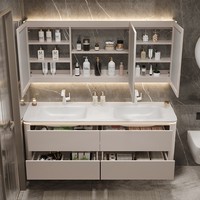 Ensemble de meubles de salle de bain modernes et minimalistes personnalisables, vasque de salle de bain avec lavabo intégré