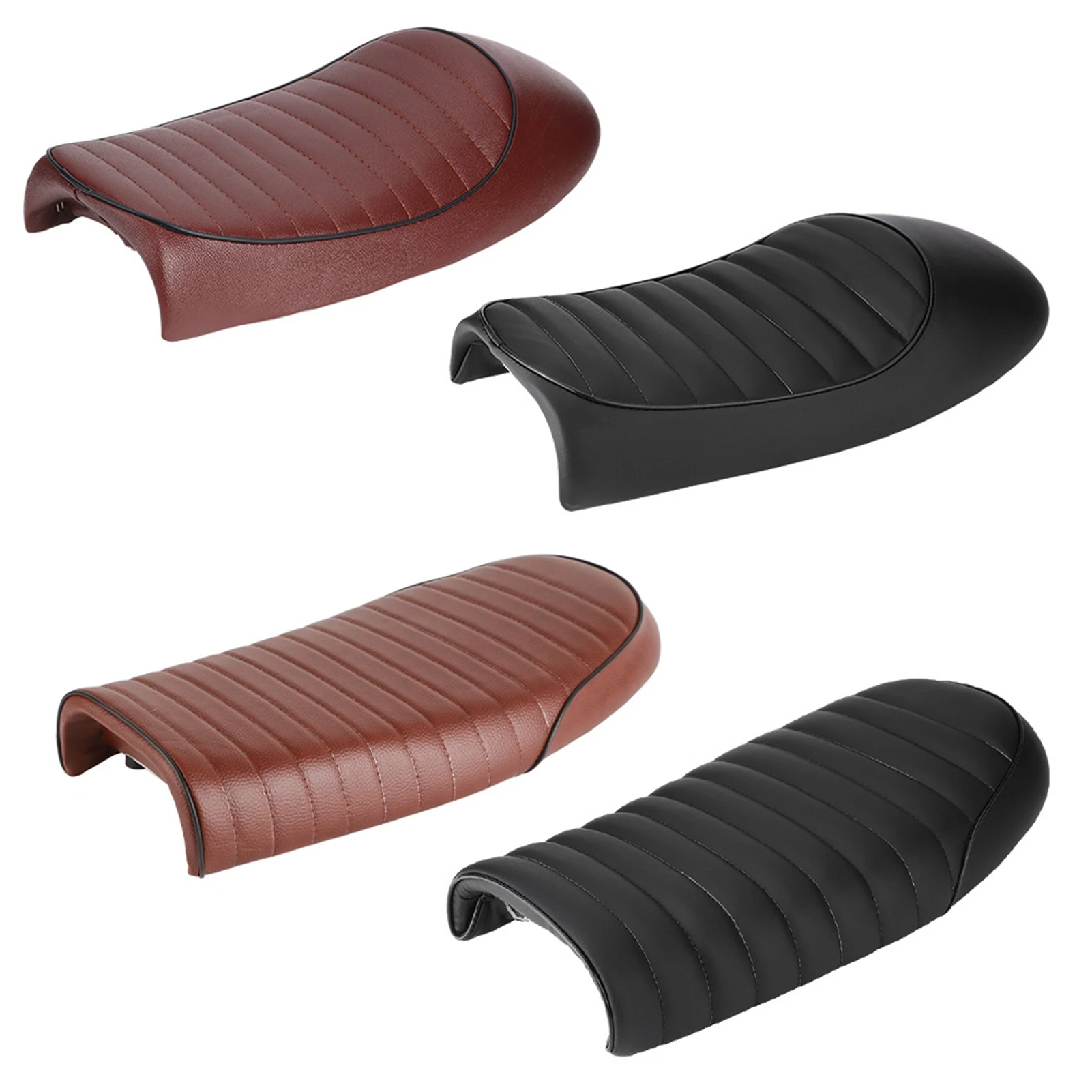 Motorzadel, PU-leer Vintage Cafe Racer Seat Flat Seat, Motorcycle Cafe Racer Zadelkussen voor CG125 GN CG CB400SS voor (Type D) met Montage Brats CB400SS(D) (Type A