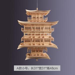 แบบจำลองอาคารโบราณสไตล์เซนจีนสมัยใหม่ ทำจากไม้จริง ประกอบเองได้ สำหรับแขวนผนัง โรงแรม สำนักงานขาย  วัดจิงฉวนจิงเก๋ - Product Image 4