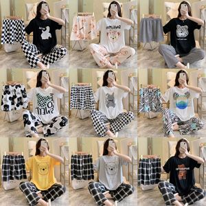 Camiseta de Verano de Alta Calidad, Delgada, Cómoda, de Manga Corta, Transpirable, con Cuello Redondo, Pijama de Verano con Dibujos Animados, Conjunto de Tres Piezas - Product Image 2