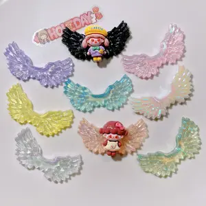 100pcs/bag Transparent Colorful Resin cute Princess Wings Flatback Cabochon For Scrapbooking DIY Decor Figurine Hair Accessories