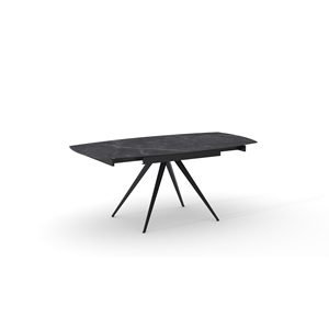 Table extensible en céramique Lavinia, plateau en marbre noir, base en métal, table à manger d'intérieur - Product Image 1