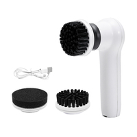 Brosse de nettoyage motorisée sans fil rechargeable portable 3 en 1, 2 vitesses, 3 têtes interchangeables, pour baignoire, carrelage, sol, nettoyeur de chaussures