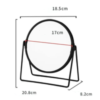 Miroir cosmétique de bureau pliable en métal sur mesure, finition argentée, double face, grossissement 1X/2X, éclairé pour le maquillage