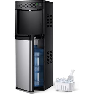 Distributeur d'eau Euhomy 4-en-1 avec machine à glaçons, chargement par le bas, eau chaude et froide, acier inoxydable noir, production de glace quotidienne de 33 lb - Product Image 1