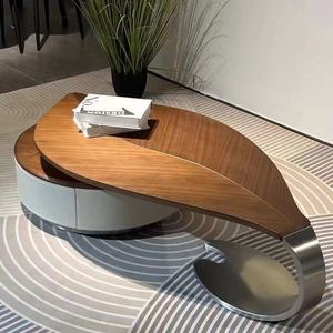 流行电视柜 MDF 咖啡桌客厅新设计叶形金属框架电视柜现代家居家具套装 - Product Image 4