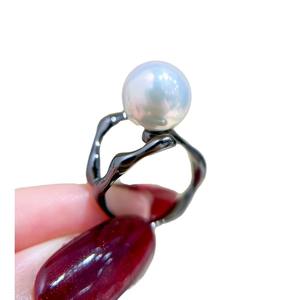 Support de bague en argent S925, accessoires de perles DIY, perles rondes de 8 à 10 mm, simple, bijoux en argent 10442 - Product Image 5