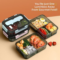 Boîte à bento en PP de qualité alimentaire, anti-fuite, 3 compartiments, compatible micro-ondes, portable, pour préparation de repas au bureau ou pour étudiants