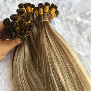Factory Full And Soft High Grade Balayage highlight Color Hand made Hand Tied Wefts 100% virginal sew in hair extension