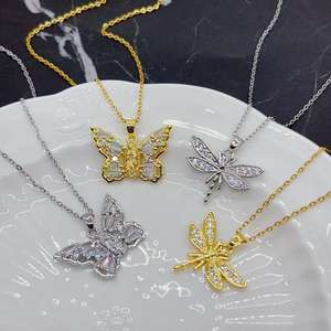 Hot Selling Gold Plated Stainless Steel Necklace <b>Women</b> <b>Choker</b> Necklaces Full Zircon Pendant Necklace - Product Image 1