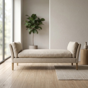 <span class=keywords><strong>Banc</strong></span> <span class=keywords><strong>contemporain</strong></span> avec pieds en chêne, revêtement en tissu de qualité supérieure, <span class=keywords><strong>design</strong></span> tendance, pour hôtel, appartement, chambre à coucher - Product Image 3