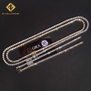 ZUANFA JEWELRY Ensemble de bijoux Hip Hop pour homme, Collier et bracelet tennis en argent 925 plaqué rhodium, entièrement sertis de diamants ronds - Product Image 5