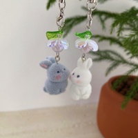 Porte-clés en peluche mignon motif lapin, fleur et parapluie, style Ins, avec impression Yiwu, pour téléphone portable et breloque de sac