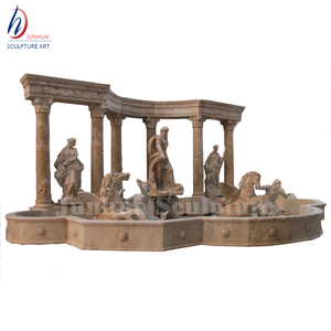 Al aire libre grande Color Beige piedra travertino Fontana <span class=keywords><strong>de</strong></span> <span class=keywords><strong>Trevi</strong></span> escultura con Poseidón y caballos - Product Image 1