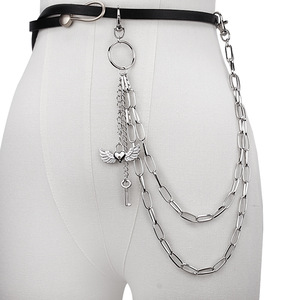 โซ่คล้องตัวแฟชั่น โลหะผสมสังกะสี รูปหัวใจปีกคู่ พร้อมจี้รูปกุญแจ สไตล์พังก์ สำหรับใส่ทุกวัน - Product Image 2