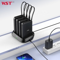 WST Power Banks Câble intégré Chargement rapide Station de charge magnétique sans fil 10000mah Power Bank