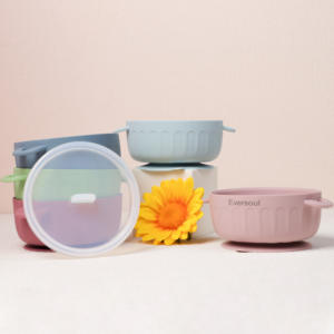 ES-Pro Bol à dîner pour bébé en silicone platine personnalisé et écologique <span class=keywords><strong>de</strong></span> qualité alimentaire non toxique avec aspiration en silicone pour 0 à 12 <span class=keywords><strong>mois</strong></span> - Product Image 1