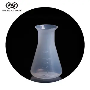 Haiju Lab ขวดพลาสติก Erlenmeyer ขนาด<span class=keywords><strong>100</strong></span>มล. ดีไซน์สามเหลี่ยมทรงกรวยสำหรับเคมีเครื่องมือวิเคราะห์ในห้องปฏิบัติการ - Product Image 1