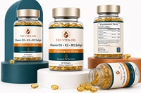 Capsules de Vitamine D3 K2 B12 en Gélules Molles à Marque Blanche 250mcg 200mcg MK7 pour l'Énergie, 60 Capsules pour Femmes, Complément Alimentaire