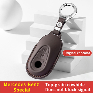 Étui de protection en cuir pleine fleur authentique <span class=keywords><strong>pour</strong></span> clé de voiture, compatible avec <span class=keywords><strong>Mercedes</strong></span>-Benz <span class=keywords><strong>Classe</strong></span> SL AMG, porte-clé télécommande - Product Image 2