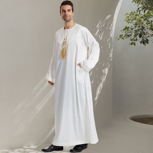 Saudi Arab <b>Men</b> <b>Thobe</b> with Long Sleeve Front Zipper Jubba Muslim <b>Men's</b> Clothing 833# - Product Image 2
