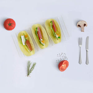 Clair Vague Forme Acrylique Porte-Taco Taco Plateau Avec Poignée Pour <span class=keywords><strong>La</strong></span> Maison Restaurant Table À Manger De Bureau - Product Image 6
