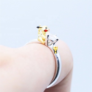 <span class=keywords><strong>Anelli</strong></span> di Moda Trendy per Donne, Gioielli <span class=keywords><strong>Anime</strong></span> Carini in Argento Sterling 925 con Smalto, Anello Pikachu con Diamante - Product Image 1