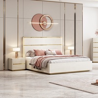 Lit double, meubles de chambre modernes, ensembles complets de meubles de chambre, cadre en bois, lit double de luxe, ensemble de chambre king size