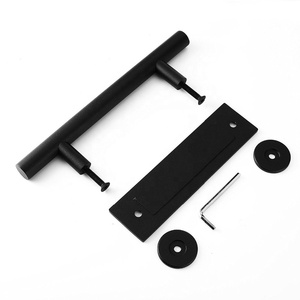 Heavy Duty Powder Coated Black Finish Matches Industrial Design Hardware Kits Flush Pull Barn Door Handle - Product Image 3